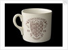 White mug printed in colour in commemoration of the Peace ending World War I by unknown