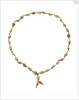 Cowrie shell necklace joined with metal links by unknown