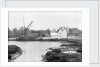 St. Osyth, Essex, the river with hay laden spritsail barge and village by unknown