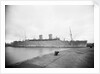 Turbine passenger liner 'Mauretania' (Br, 1939) at quayside, probably at Liverpool with Radar lantern fitted by Anonymous