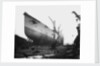 Bow view of the 'Aquitania' (1914) on the stocks by Bedford Lemere & Co.