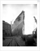 Bow view of the 'Aquitania' (1914) on the stocks by Bedford Lemere & Co.