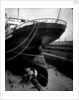 Stern view of the 'Aquitania' (1914) in drydock by Bedford Lemere & Co.