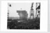 Aircraft carrier HMS 'Victorious' (1939) moving down the slipway on No.3 berth by unknown