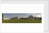 Panoramic view of National Maritime Museum, Queen's House and the Royal Observatory (ROG), with visitors on lawns by National Maritime Museum