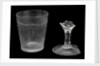 Glass tumbler and glass stem by unknown