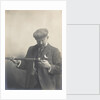 Cust demonstrating his Patent Rangefinder, circa 1904 by unknown