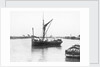 The 'Olive May' (1920), a port bow view of the barge stopped with sails furled by Anonymous