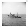 HMS 'Reclaim' (Br, 1948), under way, bound out from Portsmouth harbour, taken from Point Battery by unknown
