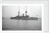 HMS 'Caesar' (1896), battleship, at anchor, awning rigged aft by unknown