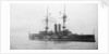 Battleship HMS 'Goliath' (1898), at anchor with awning rigged by unknown