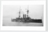 Battleship HMS 'Goliath' (1898), at anchor with awning rigged by unknown