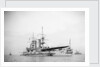 Battleship HMS 'Triumph' (1903) at anchor with awning aft by unknown