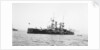 Battleship HMS 'Triumph' (1903) at anchor with awning aft by unknown