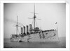 HMS 'Aboukir' (Br, 1900) armoured cruiser at anchor, flying paying off pennant by unknown