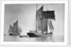The 'Cumberland Lassie' (Br, 1874) under sail with large ketch in left background by unknown