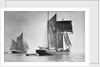 The 'Cumberland Lassie' (Br, 1874) under sail with large ketch in left background by unknown