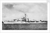 HMS 'Comus' (1945), a port near beam from just forward of broadside view, under way by unknown