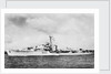 HMS 'Comus' (1945), a port near beam from just forward of broadside view, under way by unknown