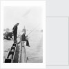 Officer fishing off light cruiser HMS 'Aurora' (1913) by unknown