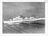 Destroyer HMS 'Daring' (1949) under way with crew in review order manning the ship by unknown