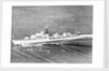 Destroyer HMS 'Daring' (1949) under way with crew in review order manning the ship by unknown