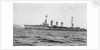 Light cruiser 'Karlsruhe' (Ge, 1916) at anchor in Scapa Flow with topmasts lowered, stern out of picture. by unknown