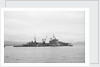 HMS 'Bermuda' (1941) at anchor in the Clyde, preparing for refit by unknown