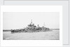 Heavy cruiser HMS 'London' (1927) under way in Scapa Flow, bound out by unknown