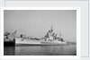 Battlecruiser HMS 'Renown' (1916) in 1945 alongside at Devonport, de-storing by unknown