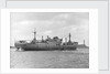 Photograph of cargo liner 'St. Essylt' (1948) in May 1955, under way on the River Thames at Tilbury, bound out in ballast by unknown