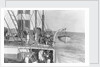 Deck and lifeboat view aboard cargo liner 'Craftsman' (Br, 1897), Charente S S Co Ltd by unknown