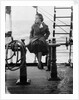 Elisabeth Jacobsenin shore clothes seated on the poop rail, aboard 4 masted barque 'Parma' (Fi, 1902), ex 'Arrow' (Ruben de Cloux) by Alan Villiers