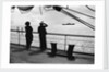 Elisabeth Jacobsen (right) and Ruby de Cloux at the poop rail looking towards the steamship 'Santarosa' (1905) by Alan Villiers