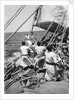 Kuwaiti crew handling a boom by Alan Villiers