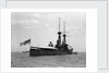Battleship HMS 'Temeraire' (1907) at anchor at Spithead, with awning rigged aft by unknown
