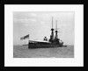 Battleship HMS 'Temeraire' (1907) at anchor at Spithead, with awning rigged aft by unknown