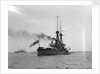Battleship HMS 'Superb' (1907) at anchor at Spithead, with awning rigged aft by unknown