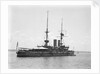 HMS 'Implacable' (1899) at anchor at Spithead, with awning rigged aft by unknown