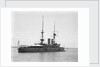 HMS 'Implacable' (1899) at anchor at Spithead, with awning rigged aft by unknown