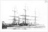 3-masted ship 'Machranish' (Br, 1883), Hugh Hogarth & Sons, at quayside, dressed by unknown