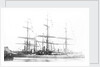 3-masted ship 'Machranish' (Br, 1883), Hugh Hogarth & Sons, at quayside, dressed by unknown