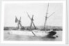 'Sussex' (Br, 1866), moored at Falmouth, dismasted, fore and main topmasts lost by unknown