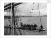'Fahrwohl' 3 masted barque. Crew sitting on the mainyard. by unknown