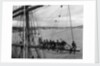 'Fahrwohl' 3 masted barque. Crew sitting on the mainyard. by unknown