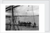 'Fahrwohl' 3 masted barque. Crew sitting on the mainyard. by unknown