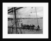 'Fahrwohl' 3 masted barque. Crew sitting on the mainyard. by unknown
