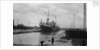 'Radnorshire' (Br, 1919) cargo liner, Royal Mail Steam Packet Co., in King George V Dock lock, London by unknown