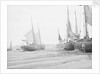 Barges taking sand and gravel at low tide on "The Crow", North of Appledore, North Devon by W. C. Fox