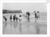 Boys and girls watch intently as a local fisherman wields his net in Scarborough, Yorkshire by Samuel Coupe Fox